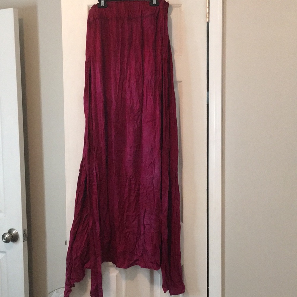 Maxi wrap skirt in magenta with slight tie-dye